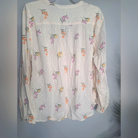 Old Navy Oversized Floral Flowers Ivory Long Sleeve Button-Down Shirt Sz LG #New - Picture 6 of 7